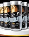 Set of Swish cocktails cans on a white and gold platform