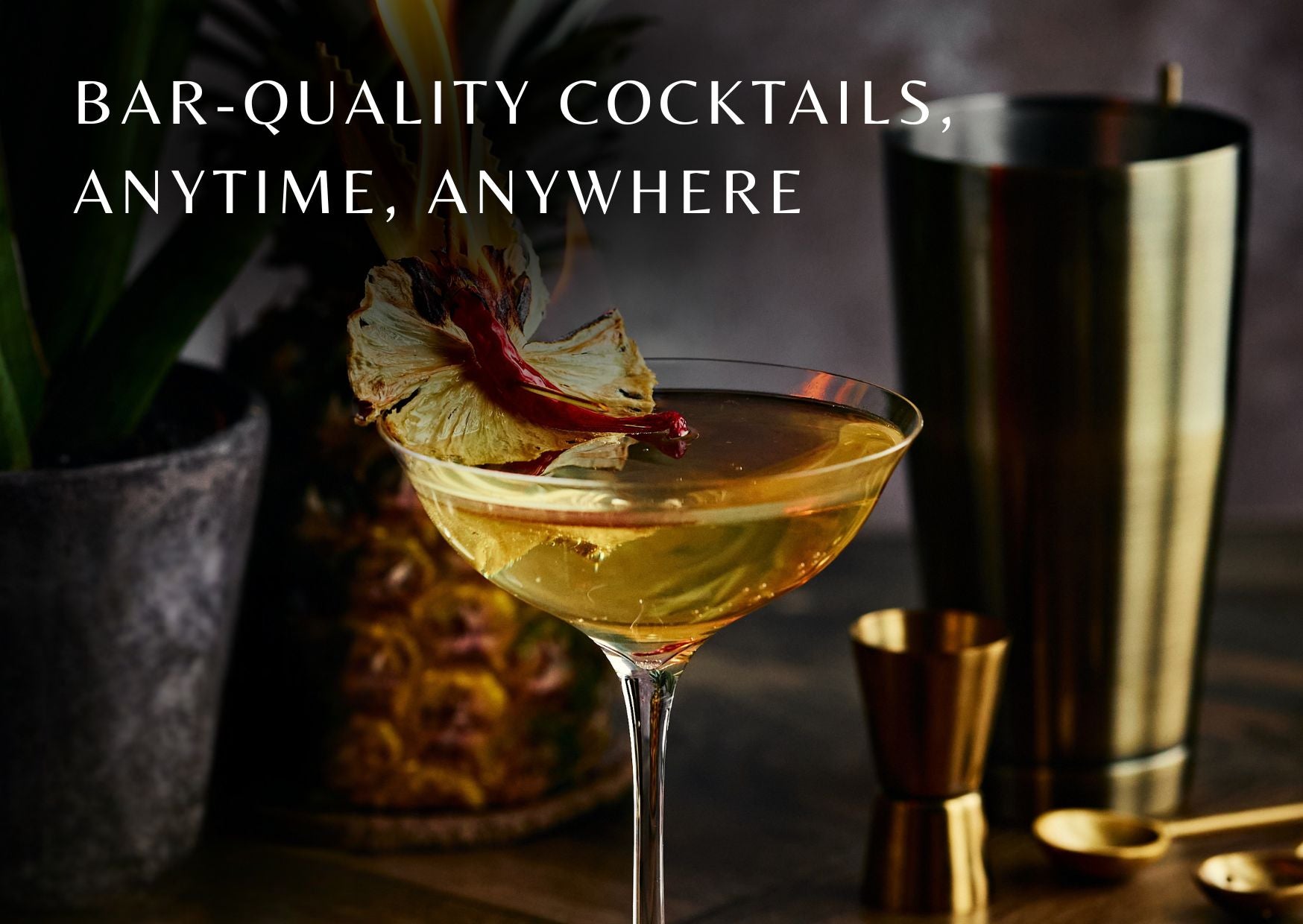 SWISH ready-to-drink cocktail served over ice in a stylish glass, capturing the premium bar-quality experience that can be enjoyed anytime, anywhere