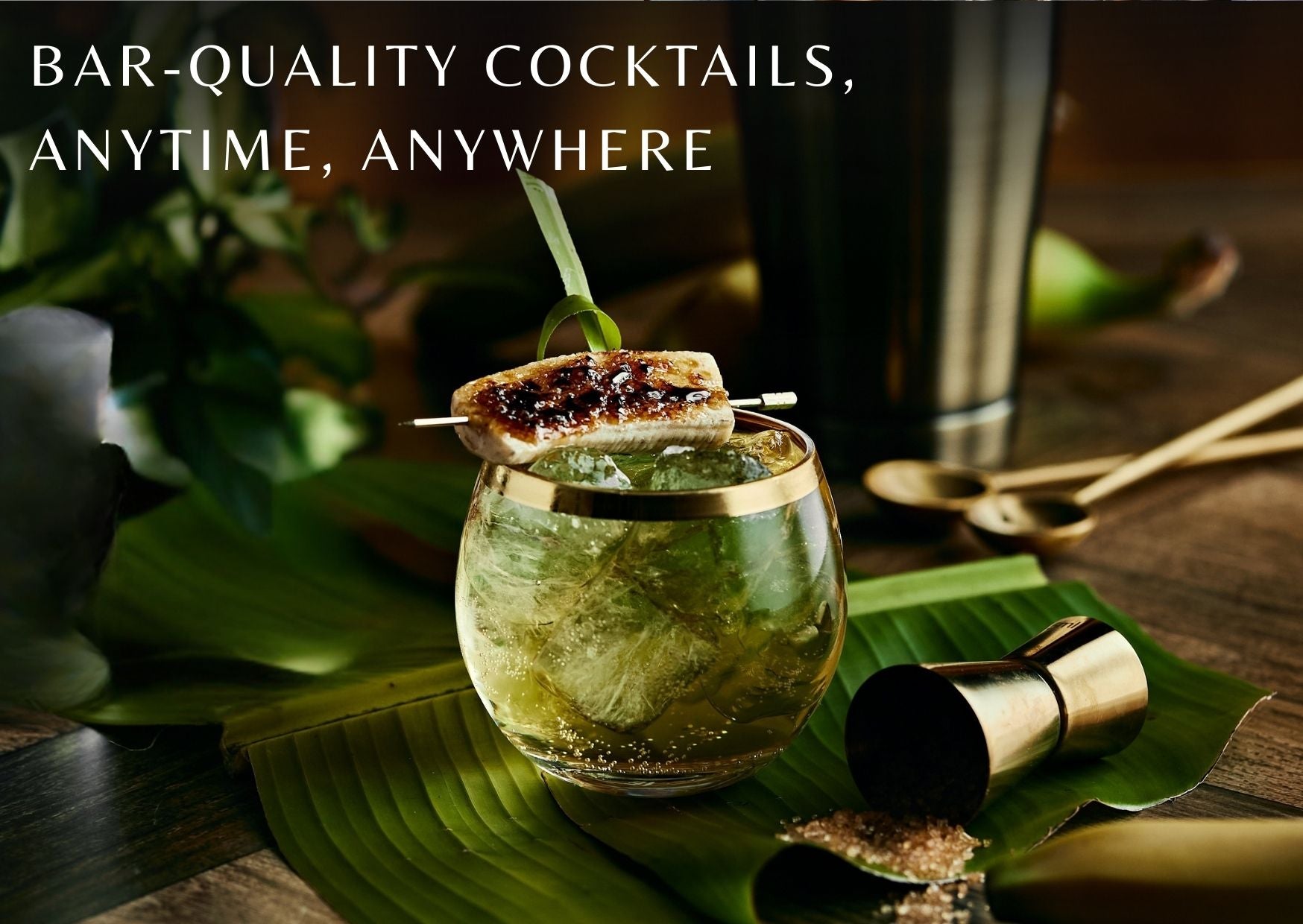 SWISH ready-to-drink cocktail served over ice in a stylish glass, capturing the premium bar-quality experience that can be enjoyed anytime, anywhere